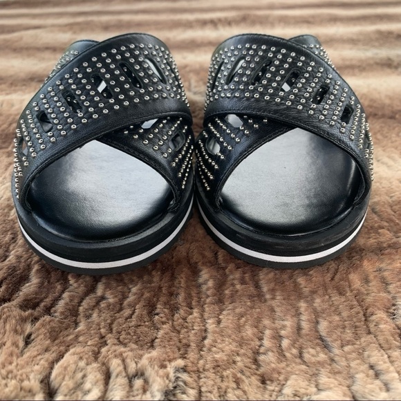 Charles David Sneaky Leather Studded Slide Sandal - Picture 3 of 11